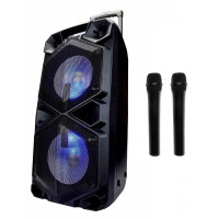 Потужна блютуз колонка-валіза Goldteller GT-6068 з двома мікрофонами – ідеальне рішення для гучних вечірок!